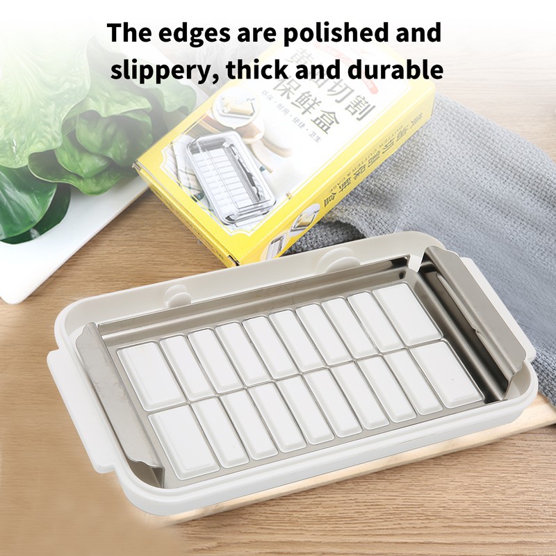 Stainless Steel Butter Cutter Box Cheese Storage Container with Transparent