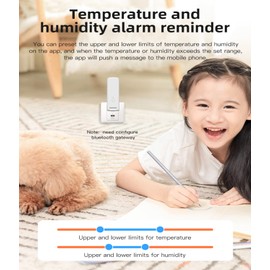Bluetooth Thermometer Hygrometer: Wireless Temperature Sensor with Data Storage and Notification Alarm, Intelligent Room Temperature and Humidity Monitor with LCD Backlight (Bluetooth)