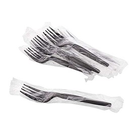 Individually Wrapped Heavy Weight Plastic Fork (Black Fork, 100)