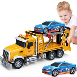 Bstoyder Kids Toys for 3 4 5 6 7 8 Years Old Boys, Transport Cars Carrier with Racing Car with Lights, Sounds, Toddler Friction Powered Truck Vehicle Toy for Boys Girls Christmas Birthday Gifts