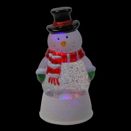LED Lighted Color Changing Snowman Christmas Glittering Snow Dome 7.5 Inch