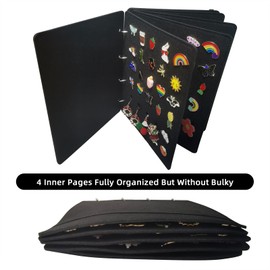 Winmany Felt Jewelry Organizer Book Pin Brooch Collection Board 120 Slots Earrings Necklace Rings Storage Case Bag Portable Travel Ear Studs Display Hanging Organizer Holder 10.2X8.4inch (Black)