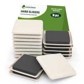 COVERCORNER Furniture Sliders for Carpet 16 PCS - 3 1/2 inch Furniture Moving Slider Chair Legs Floors Protectors Square Furniture Movers Sliders – Move Your Furniture Easy & Safely(for Carpet)
