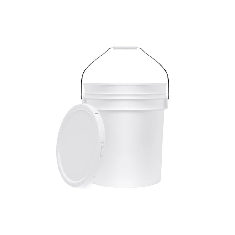 5-Gallon White Bucket Pail Container with Lid | Food Grade
