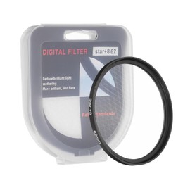 PATIKIL 62mm Star Filter, 8 Points Starburst Len Filter Variable Twinkle Effect Ultra Slim Optical Lens for Nikon and Other DSLR Cameras Holiday, Black