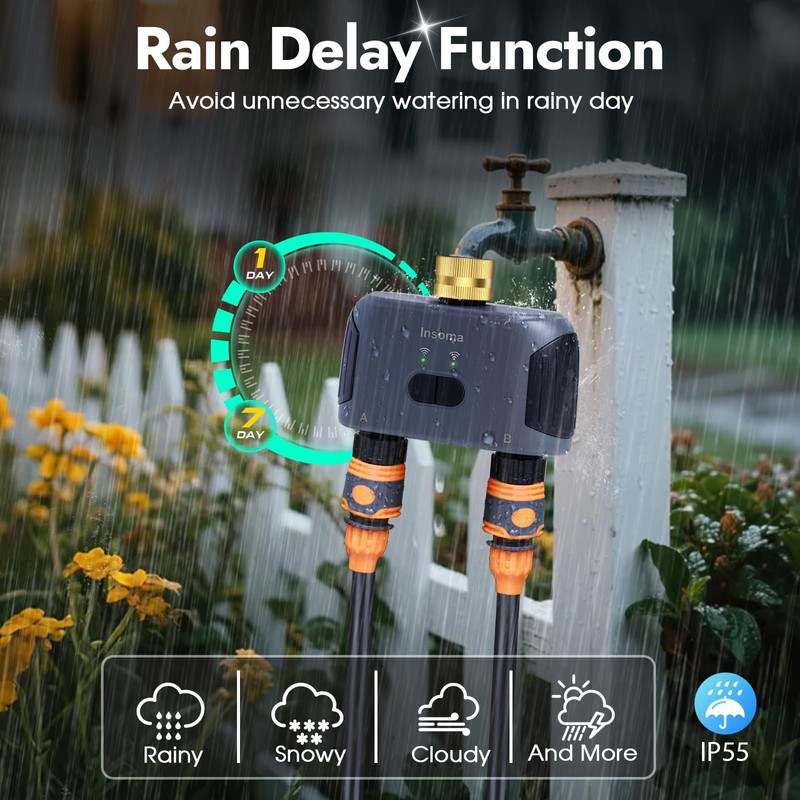 WiFi Water Timer for Garden Hose with Brass Inlet,Smart Hose