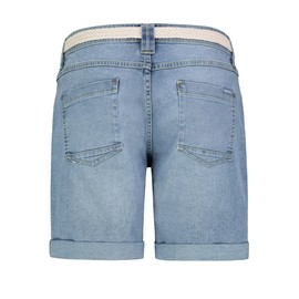 Sublevel Damen Jeansbermuda mit Gürtel, Aufschlag, 5-Pocket Light-Blue S