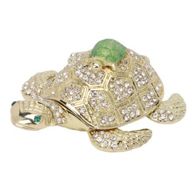 Trinket Box Green Sea Turtle Shape Magnetic Closure Alloy Material 2.8x5.2x6.5cm Animal Trinket Jewlery Storage Box