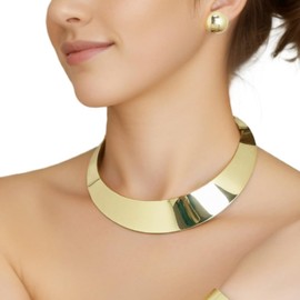 Chunky Gold Silver Statement Necklace Earrings Exaggerated Large African Chunky Necklace Jewelry Set for Women Gift