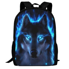 Oaxscug Wolf Backpack Simple Aesthetic Bookbag for Women & Men Lightweight Adjustable Black Backpack for Travel Work