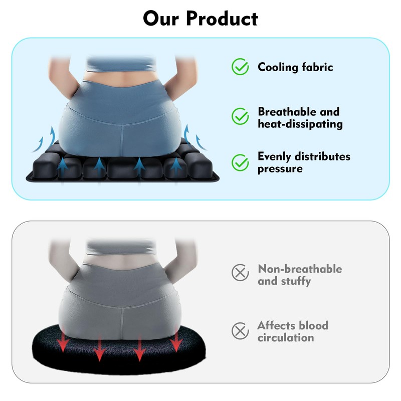 Gonggi Inflatable Travel Seat Pressure Cushion, 3D Air Cushions for