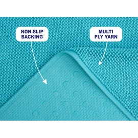 American Soft Linen Bath Rug, 20 in 34 in 100% Cotton Bath Mats Rugs for Bathroom, Non Slip Washable Shaggy Form Area Rugs, Turquoise Blue Bath Rug