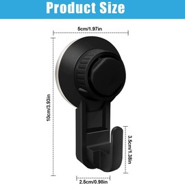 Tadpolez 4 Pieces Strong Suction Hooks, Strong Vacuum Hooks, Super Strong Adjustable Suction Hooks for Kitchen, Bathroom, Keychains, Coats, Clothes, Shower Bags (Black) (D80235)