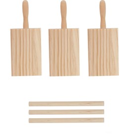 3 PCS Gnocchi Board, KUAOOAUK Wooden Cavatelli Pasta Board, Pasta Making Tools with 3 Rolling Pins, Natural Beech Wood Pastas Maker, Homemade Gnocchi Tools, Ideal Gift for Lovers Baking Home Kitchen