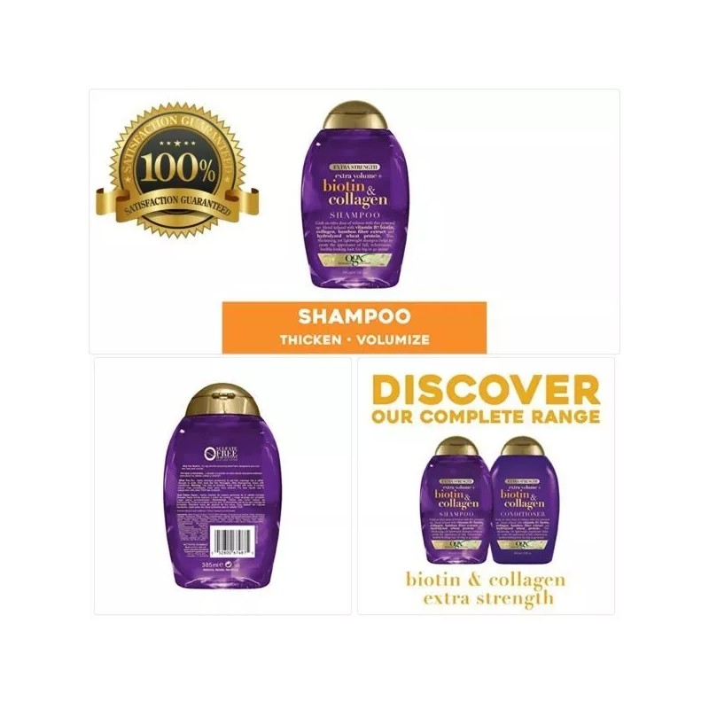 Ogx Shampoo Volumen Y Fuerza De Biotina Y Colageno 385ml