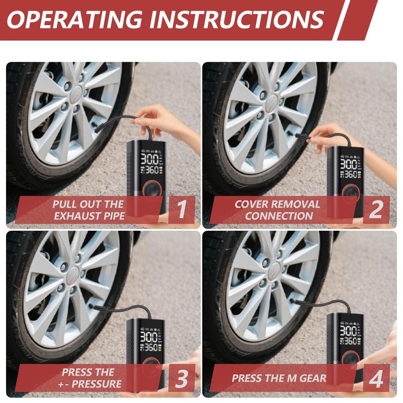 RosyFate Professionelle Elektrische Fahrradpumpe mit Digitaldisplay, Tragbarer Luftkompressor für Fahrrad,