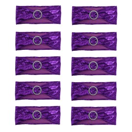 10Pcs Chair Cover Bands Elastic Stretch Sashes Bows for Wedding Banquet Hotel DecorationPurple