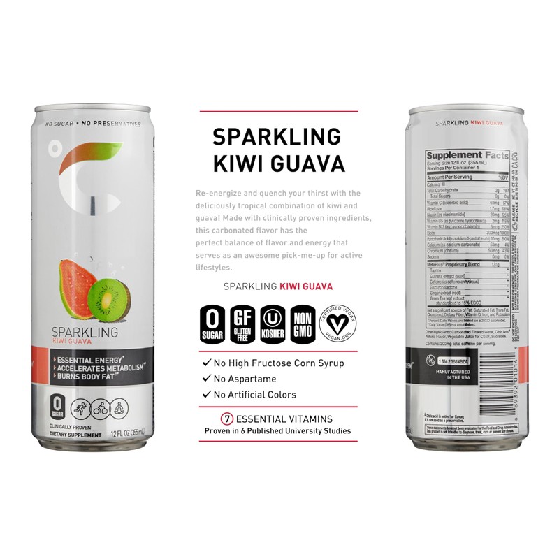 Celcius-Sparkling Kiwi Guava, 24 CT, Energy Drink Slim Cans 12