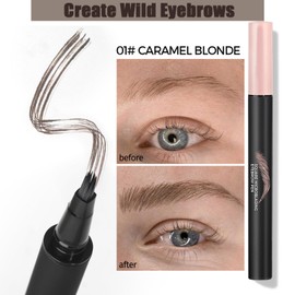 Microblading Liquid Eyebrow Pen - Micro Line, Tint, Filling the Eyebrow, Waterproof and Smudge-proof Eyebrow Brush Pen for Natural Hair-like Strokes, Long-Lasting, Caramel Blonde