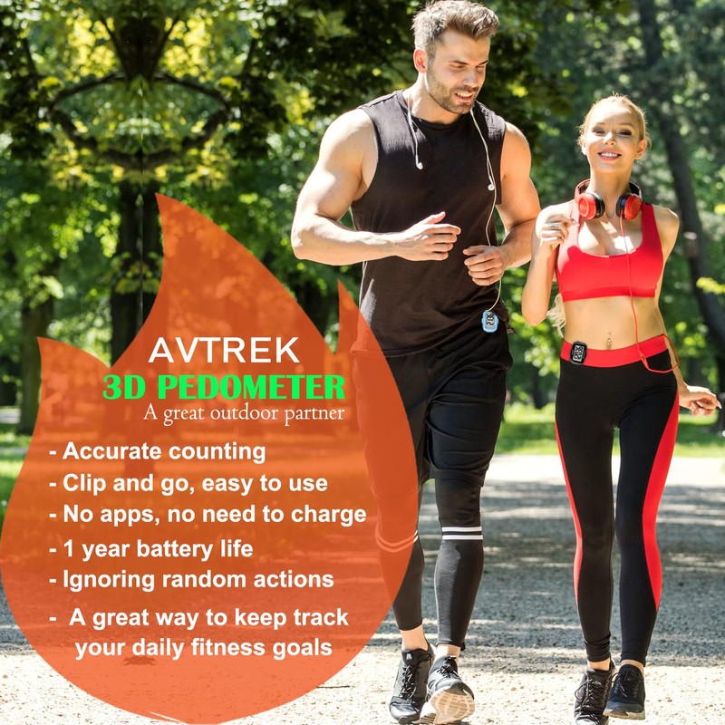 AVTREK 3D Step Counter For Walking Accurate Jumbo Screen Numbers