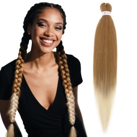 S-noilite Long EZ Braids Pre-Stretched Easy Braiding Hair Extensions for Crochet Box Twist Braids Ombre Yaki Texture Synthetic Hair Hot Water Setting,26 Inch 1Pack 90g,Light Brown to Bleach Blonde