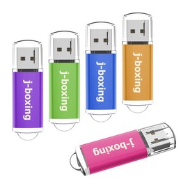 J-boxing 5PCS USB Flash Drives 4GB Thumb Drives USB 2.0 Memory Stick (5 Mixed Colors: Blue Purple Pink Green Orange)