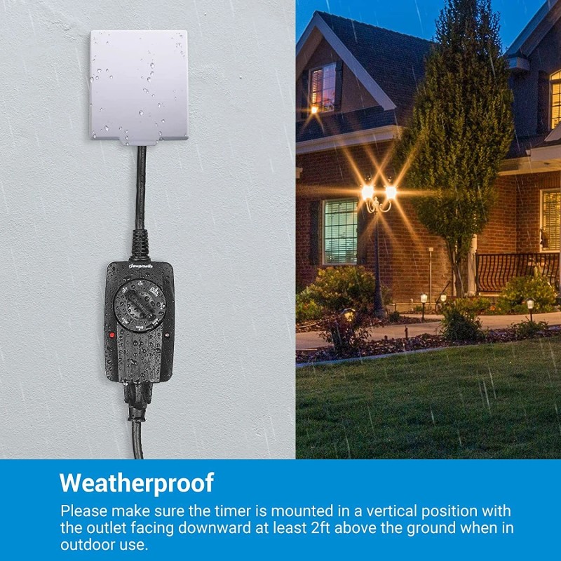 DEWENWILS Countdown Light Sensor Outlet Timer with Electrical Outlet 2