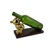 Wine Bodies 10" Polished Gold Bear on Wooden Base Bottle