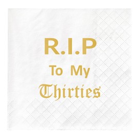 R.I.P to My Thirties Cocktail Napkins, 40th Birthday Dessert Napkins, RIP to My 30s Disposable Paper Beverage Napkin for Birthday Supplies Decoration Favors Gift, 50Pcs 2-Ply, Folded 4.5 x4.5 inches