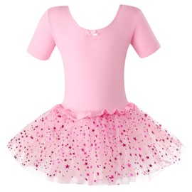 Dancina Leotard Sparkle Tutu Dress Short Sleeve Future Ballerina First Ballet Class Gift 4 Light Pink