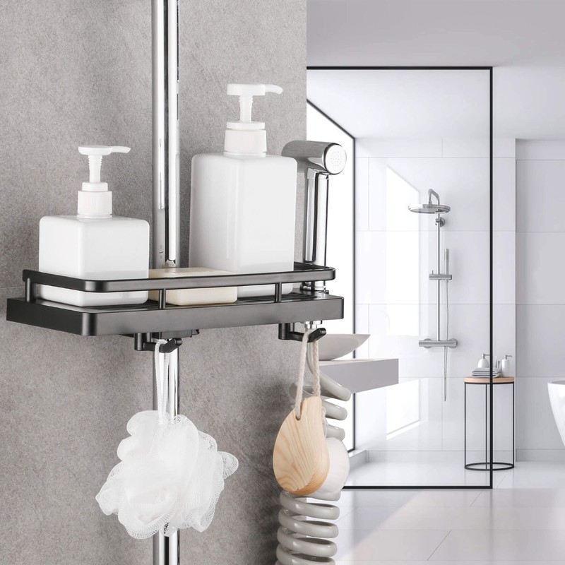 Hoomtaook Shower Shelf for Shower Rail Shower Caddy No Drilling