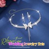 Aukmla Silver Rhinetsone Wedding Jewelry Sets Butterfly Choker Necklace Set