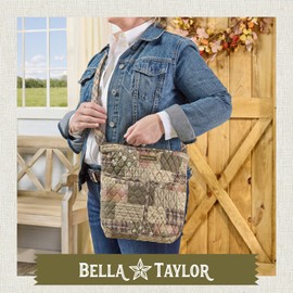Bella Taylor Hipster Crossbody Bag for Women | Quilted Cotton Fabric Handbag with Adjustable Cross Body Strap | Woodland Patch