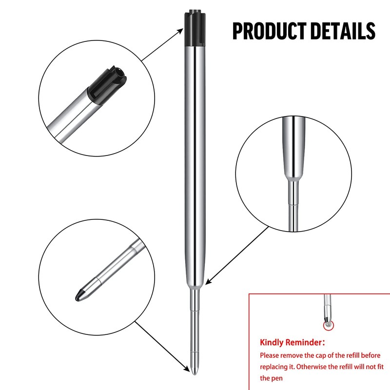 zalati Ballpoint Pen Refill 5pcs Replacement Accessories for Solid Brass