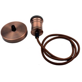 UK E27 Screw Ceiling Pendant Light 3Core Fabric Cable Flex Holder Fitting Lighting (Copper)