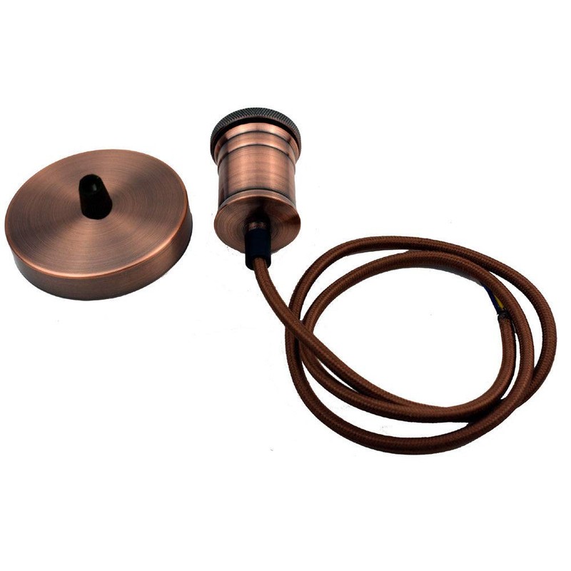 UK E27 Screw Ceiling Pendant Light 3Core Fabric Cable Flex