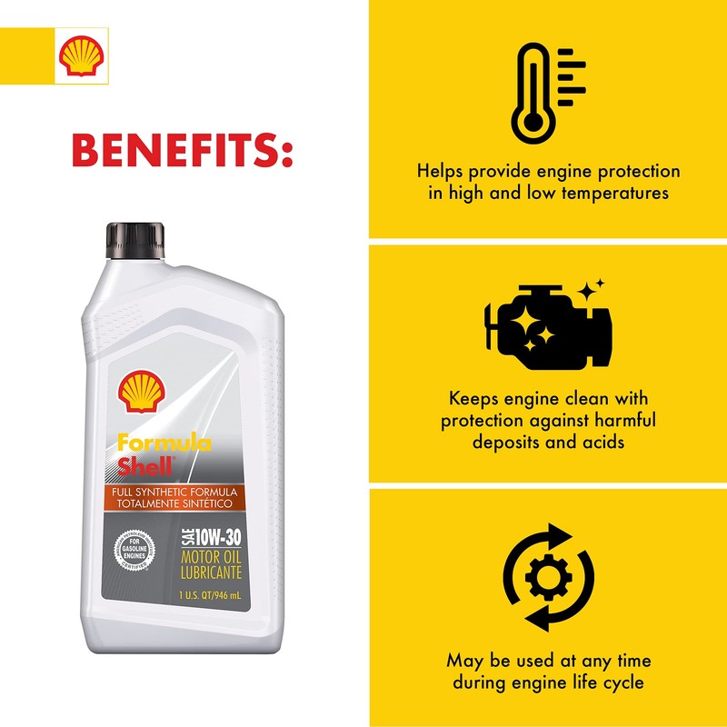 Formula Shell Full Synthetic 10W-30 Motor Oil (1 Quart, Case