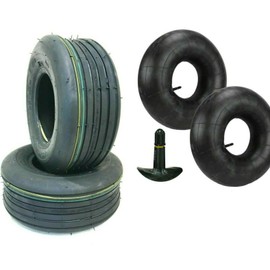 Two 13x5.00-6 13/500-6 Smooth Rib 4 Ply Lawn Mower Garden Tractor Tires W Tubes