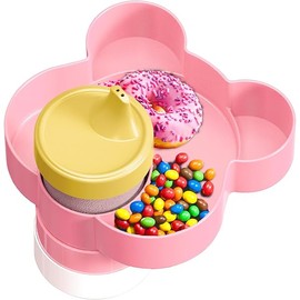 Car Seat Tray - Convert Cup Holder to a Tray for Snacks, Toys, 360° Rotatable Car Seat Tray for Kids Travel, Cup Holder Tray for Car Seats, Booster, Stroller and Anywhere with Cup Holder (Pink)