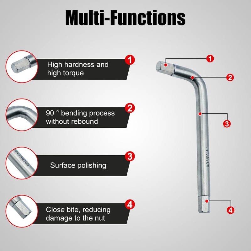 Titanium Alloy Hex Key Wrench Spanner, Non-Magnetic, High/Low Temp Stable,