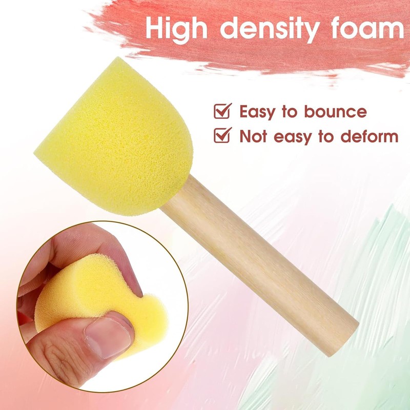 Zalizr 10 Piece Sponge Brush Set, Reusable Wooden Handle Foam