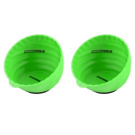 OEMTOOLS 25115 Green Magnetic Nut Cups (2 Pack), Magnetic Parts Cup, Magnetic Bowl Set, Holds Up to 5 Lbs, Oil and Fuel Resistant Nut Cup