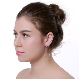 925 Sterling Silver Large Hoop Earrings Circle Endless Huggie Big Hoops Earring 40/50/60/70/90mm for Women Girls (70mm)