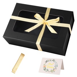 Black Large Gift Box with Window, 13.5"x9"x4.3" Bridesmaid Box for Gift Giving,Birthday Gift Box with Magnetic,Closure Lid Gift Box for Presents,Cute Box,Luxury for Gift Packaging,Gift Box for Wrapping Gifts