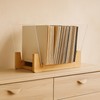 Relaxdays Vinyl Record Stand for 50 LPs, Bamboo, Acrylic, 12