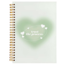 BearCake Trendy Y2K Green Aura Preppy Notebook Journal, Trust the Process Inspirational Notebooks, Aesthetic Notebooks, Green Aesthetic Office Supplies, Hardcover Spiral Notebook 5.5x8.3