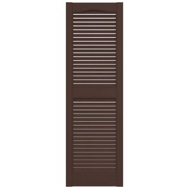 Ekena Millwork Lifetime Vinyl LL1S14X03100FB Standard Cathedral Top Center Mullion, Open Louver Vinyl Shutters, w/Installation Shutter-Lok's & Matching Screws (Per Pair), 14 1/2"Wx31"H, Federal Brown