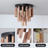 MOUJOE Wood Ceiling Light Fixture 3-Light Semi Flush Mount Light