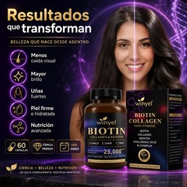 Biotina Cabello Uñas Piel Con Colágeno Cabello Fuerte