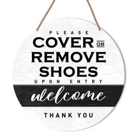 Remove Shoes Sign for Front Door, No Shoes Sign Hanging Sign for House Home Front Door Entryway Porch Door Decor Please Take Off Your Shoes Sign Wall Decorations, Cover or Remove Shoes Upon Entry